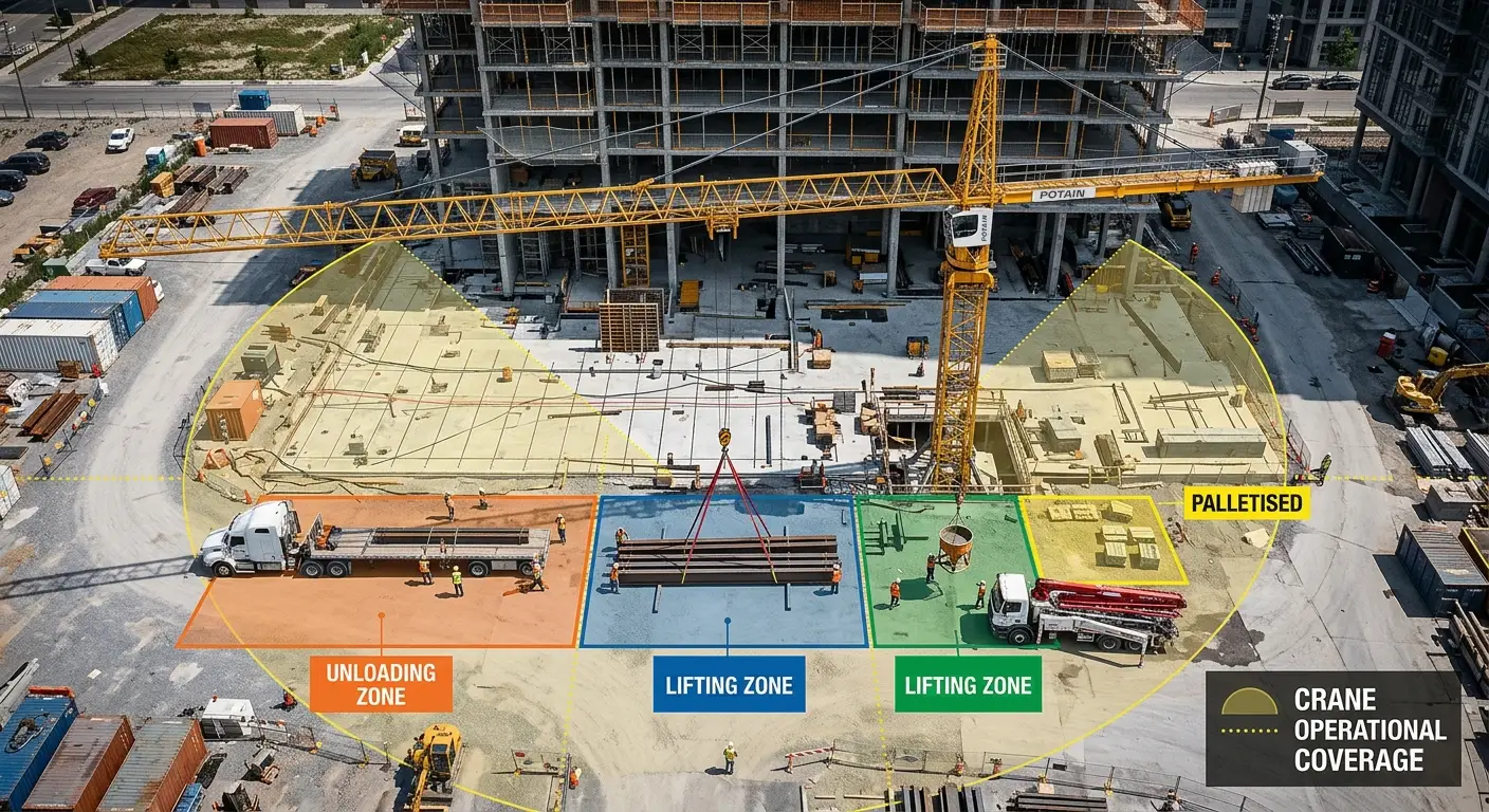 Tower Crane Placement for High-Rise Material Flow tower crane positioned for optimized material lifting workflow