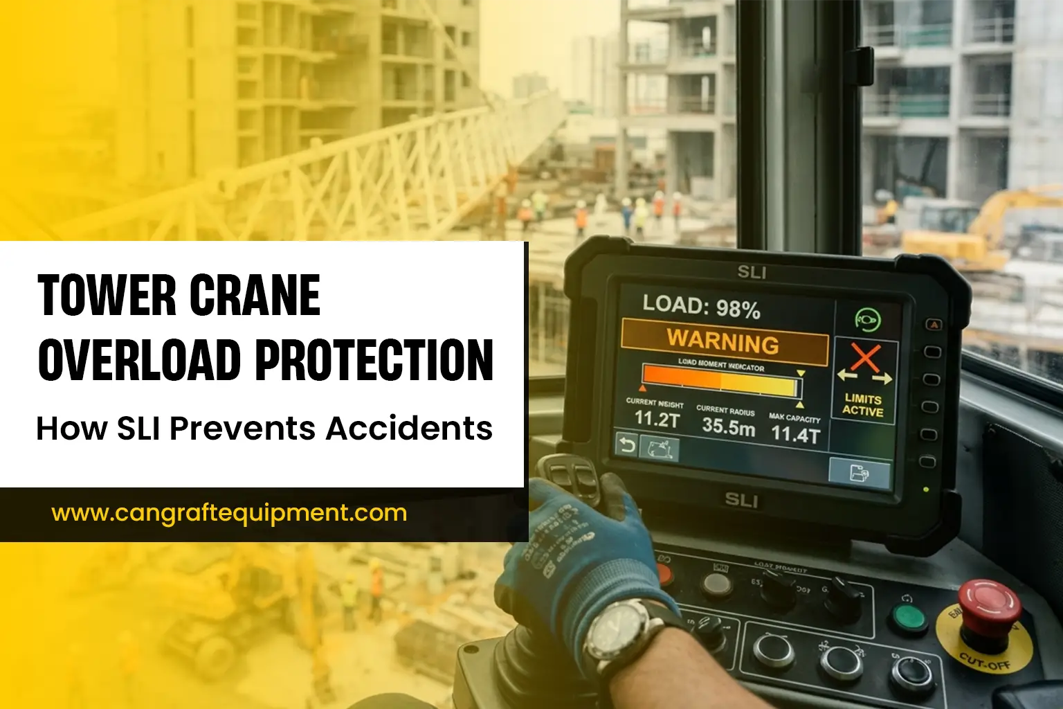 Tower crane overload protection using SLI to prevent lifting accidents